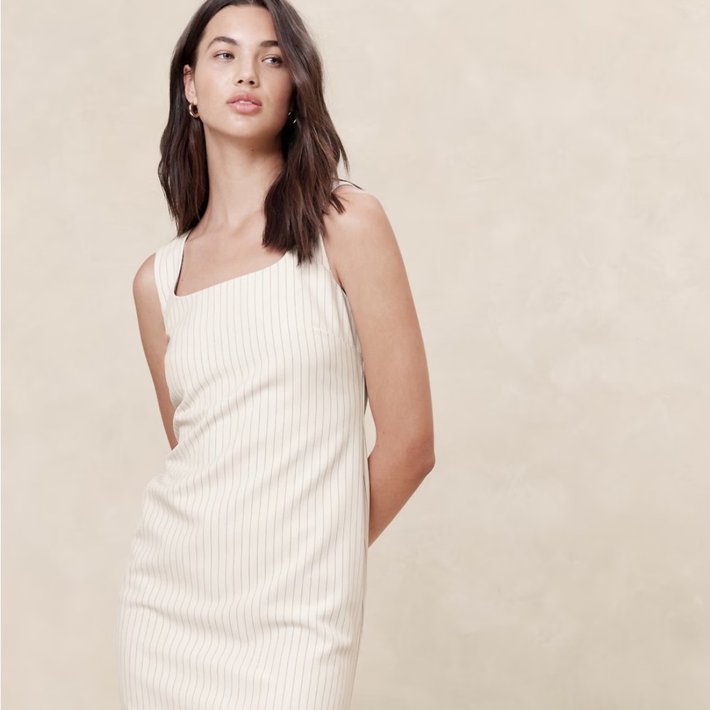 Elegant Cream Striped Dress